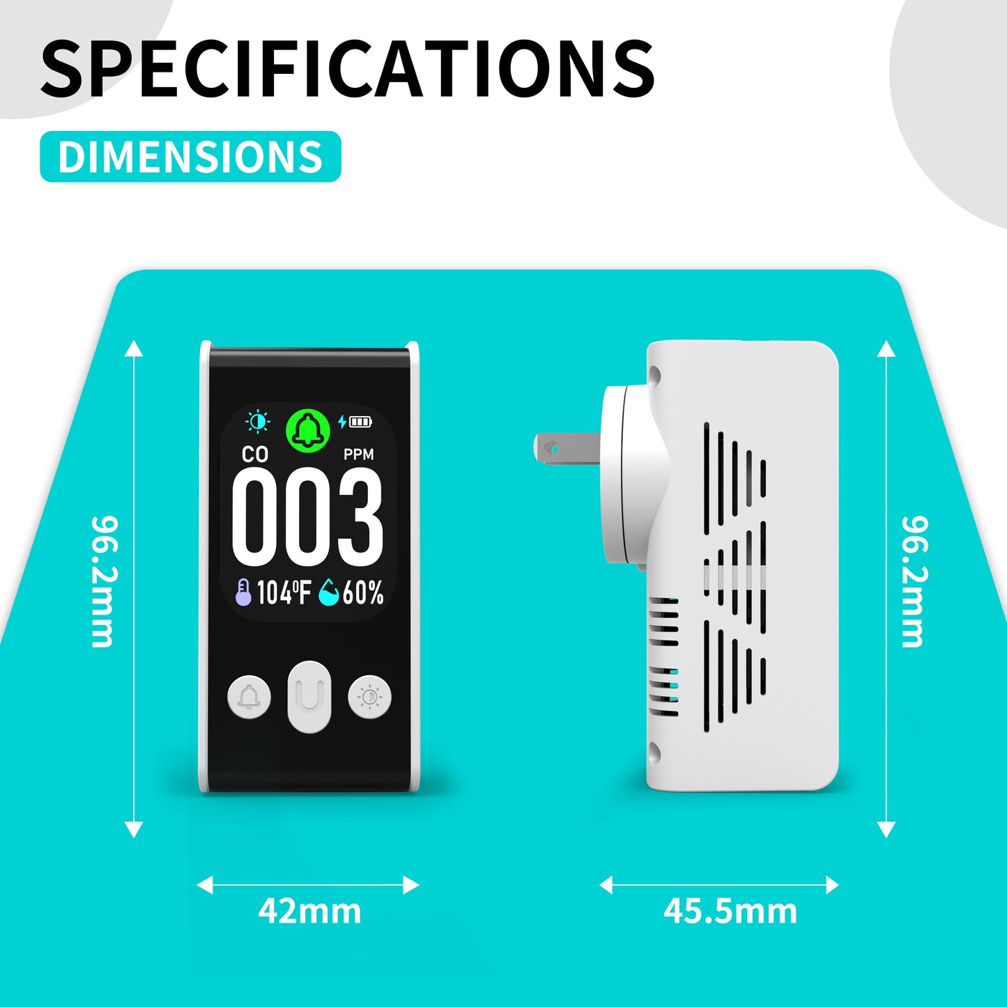 Protmex Carbon Monoxide Detector, 3-in-1 Plug-in CO Alarm with Temperature & Humidity Monitor, Smart Air Quality Monitor with Digital Display, Dual Alert, Back-Up Battery for Home, Bedroom, RV