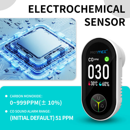 Protmex 4-in-1 Carbon Monoxide & Gas Detectors Plug in, Home CO Gas Detector with Temperature & Humidity Monitoring - Large Screen 4 in 1 CO and Gas Detector