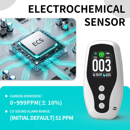 Protmex 3 in 1 Carbon Monoxide Detector and Temperature Humidity Monitor - Socket-Type Plug-in Alarm with Dual Power Modes & Flame Retardant, for Home, Bedroom, Office Safety