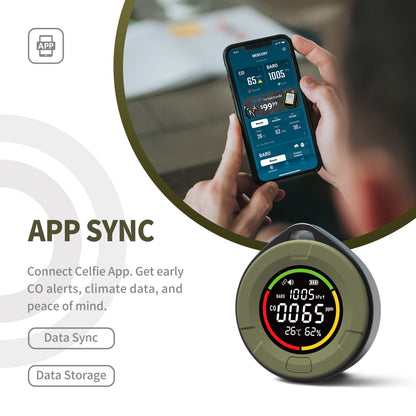 Protmex Wireless Portable Carbon Monoxide Detector, Rechargeable CO Meter Air Quality Monitor with Magnetic Suction & Barometric Pressure, RV Carbon Detector Alarm Temp/Humidity Sensor with App