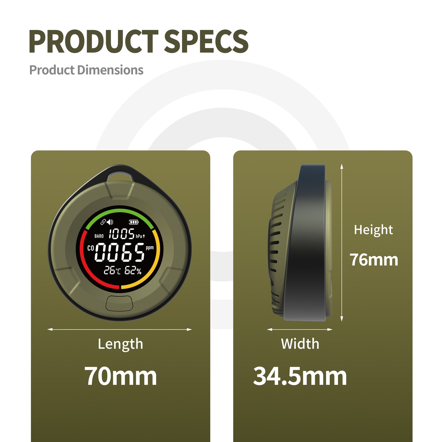 Protmex Wireless Portable Carbon Monoxide Detector, Rechargeable CO Meter Air Quality Monitor with Magnetic Suction & Barometric Pressure, RV Carbon Detector Alarm Temp/Humidity Sensor with App