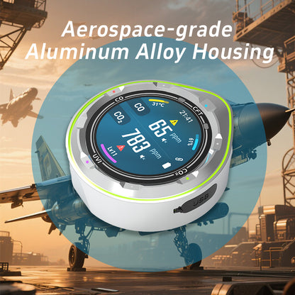 Protmex 5 in 1 Wireless Touchscreen Portable Multifunctional Carbon Monoxide CO2 Detectors Air Quality Meter Temperature Humidity Meter UV Radiation Flashlight with App