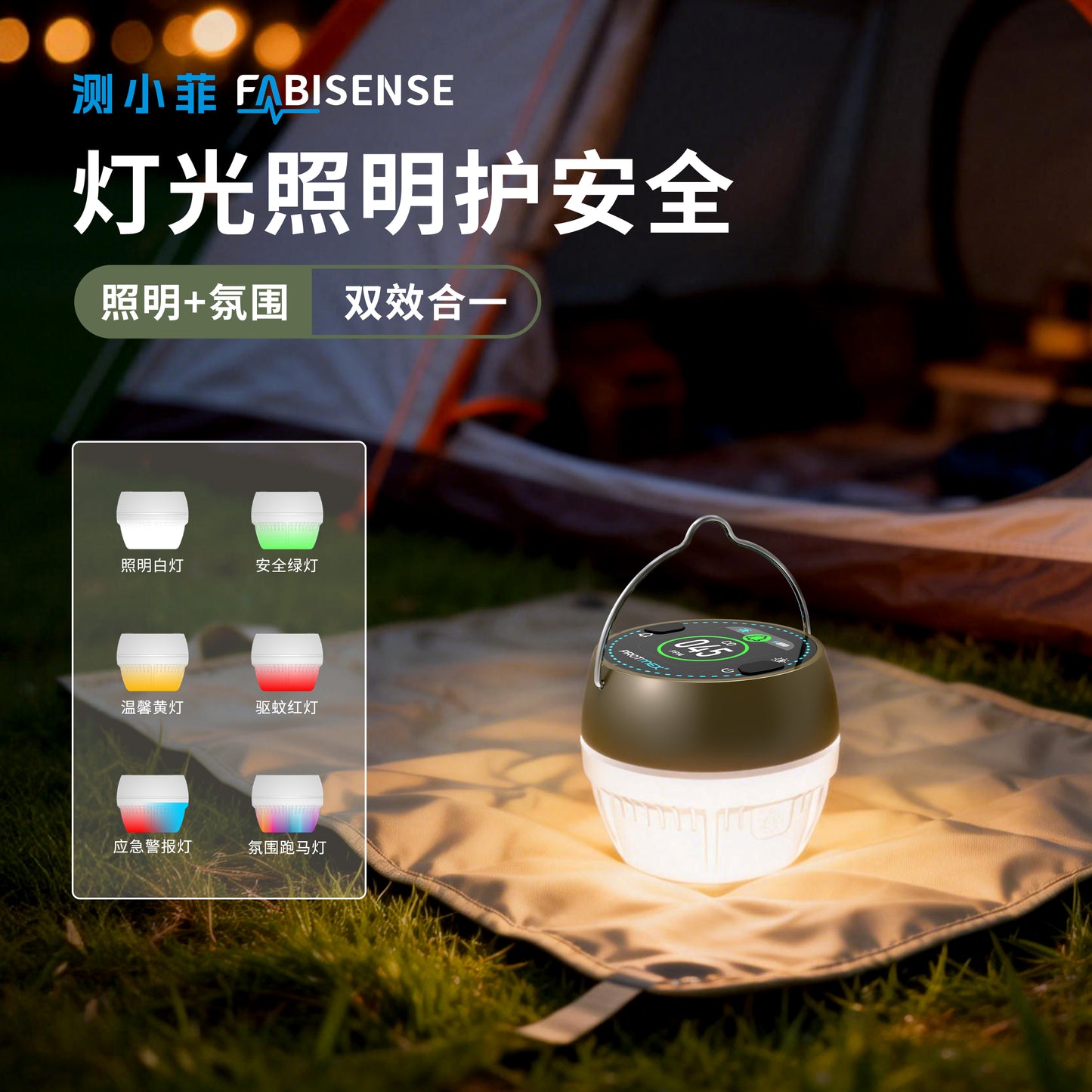 CarbonAlert GasLight: Smart Light with CO & CO2 Monitoring-Protmex Real-Time Air Safety Monitor with Smart Alert +CO/CO₂ Monitoring + 6 Mode Lights Magnet Hook Tripod Mount｜80dB Alarm