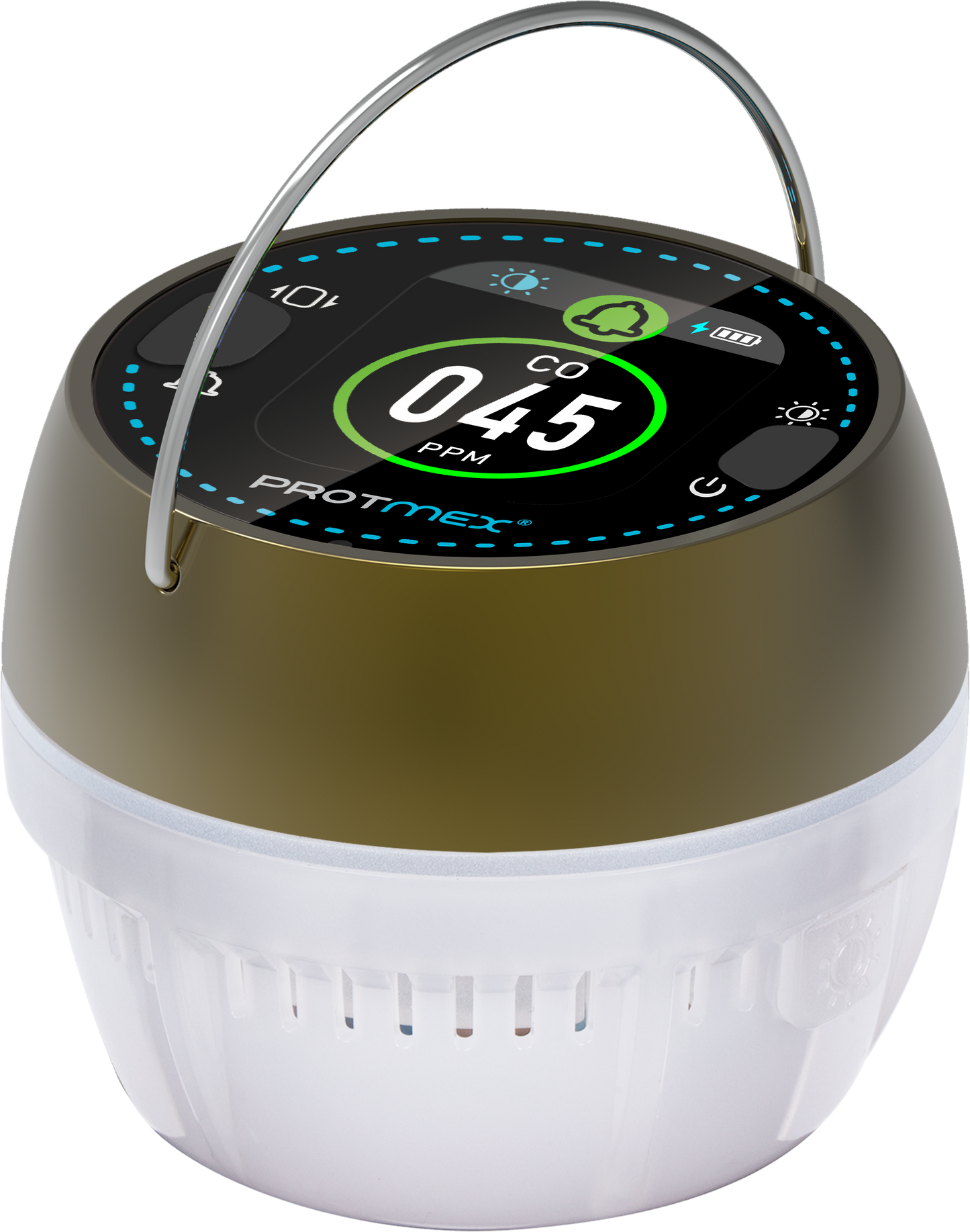 CarbonAlert GasLight: Smart Light with CO & CO2 Monitoring-Protmex Real-Time Air Safety Monitor with Smart Alert +CO/CO₂ Monitoring + 6 Mode Lights Magnet Hook Tripod Mount｜80dB Alarm