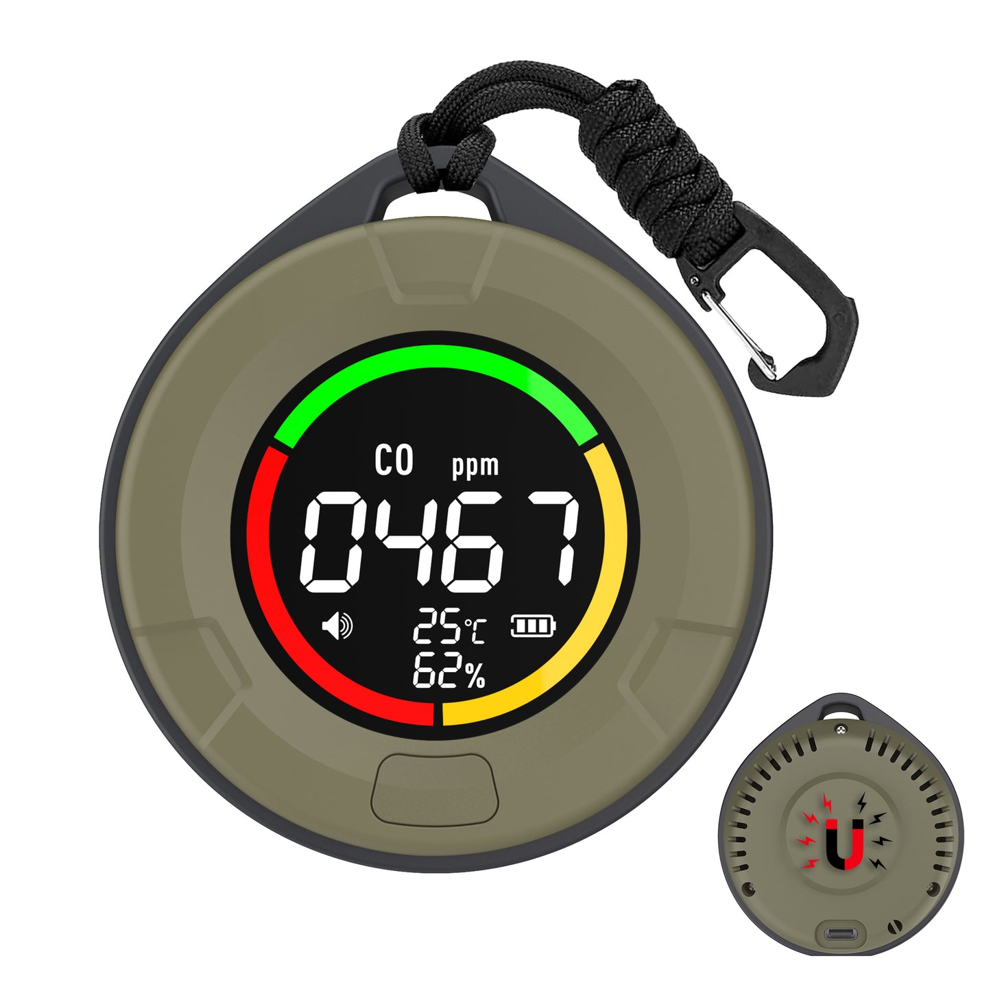 Protmex 4 in 1 Portable Carbon Monoxide Detector, Professional Rechargeable CO CO2 Detector Meter Air Quality Monitor with Magnetic Suction, RV Carbon Dioxide Detector Alarm Temp/Humidity Sensor