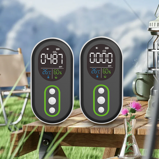 Protmex Carbon Monoxide and Carbon Dioxide Detectors, 4-in-1 Portable CO2 & CO Detector with Audible & Visual Alarm, Rechargeable CO & CO2 Meter for Home, Travel, Camping, Car, 72H Standby