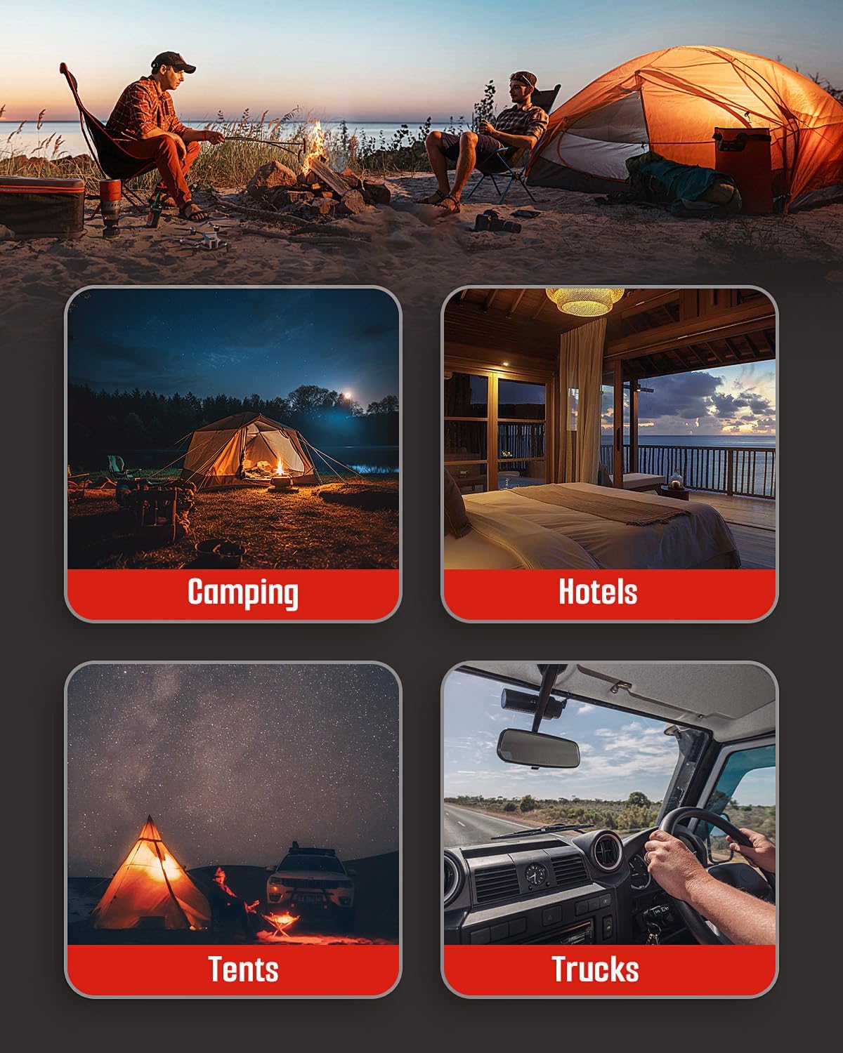 Protmex Portable Carbon Monoxide Detector, 168H Standby, Rechargeable 3-in-1 CO Detector with Audible & Visual Alerts for Travel & Camping, CO Meter for Home, Car & Tent