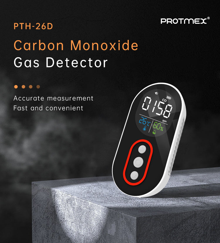 Protmex Portable Carbon Monoxide Detector, 168H Standby, Rechargeable 3-in-1 CO Detector with Audible & Visual Alerts for Travel & Camping, CO Meter for Home, Car & Tent