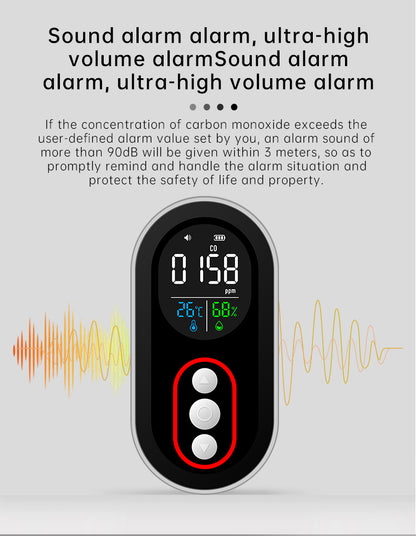 Protmex Portable Carbon Monoxide Detector, 168H Standby, Rechargeable 3-in-1 CO Detector with Audible & Visual Alerts for Travel & Camping, CO Meter for Home, Car & Tent
