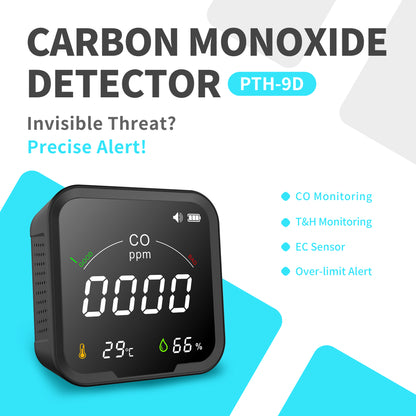 Protmex Portable 3 in 1 Multi-Function Carbon Dioxide Detector, Air Quality Monitor Real Time Monitoring Sensor/Temperature/Humidity/CO Alarm Monitor for Indoor Outdoor Travel Camping Car